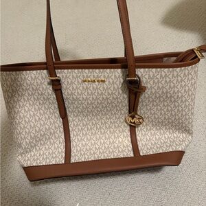 Michael Kors Tan and Cream Signature Tote